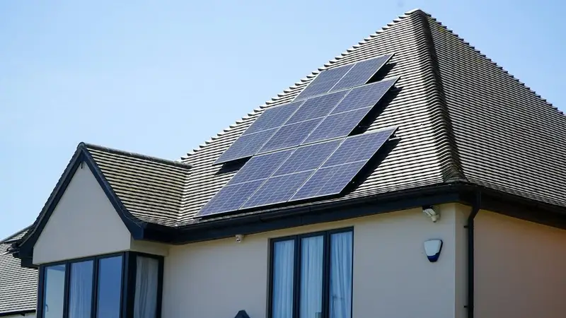 Solar panels on the roof of a house